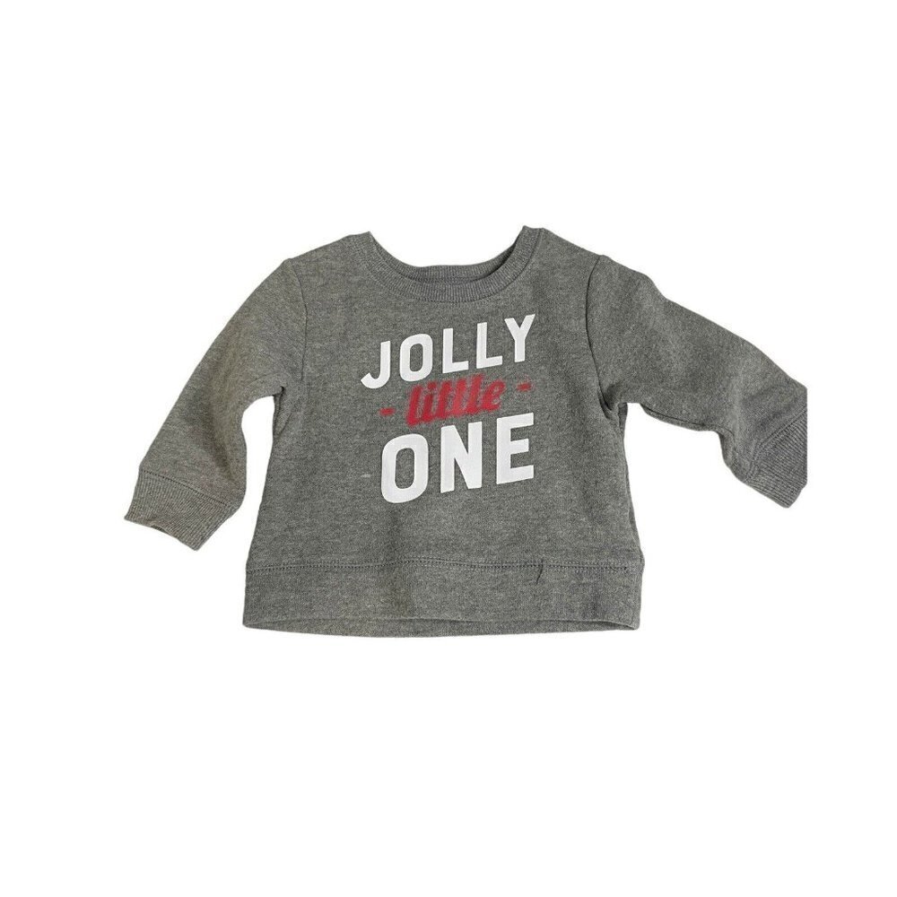 Jumping Beans Sweatshirt Baby Newborn‎ Gray Jolly Little One Holiday Christmas